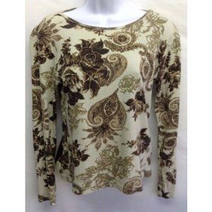Women's Beige Floral Stretchy Blouse S